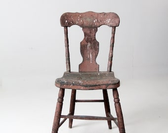 antique rustic fiddleback chair