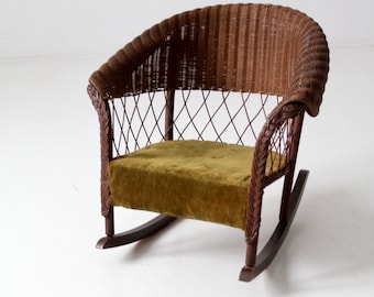 antique children's wicker rocking chair