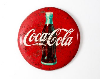 vintage 1950s Coca-Cola red button sign