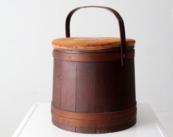 Antique Firkin Sugar Bucket With Needlepoint Lid - Etsy