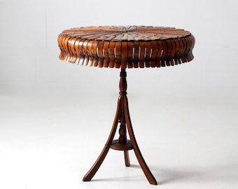 antique round bamboo accent table