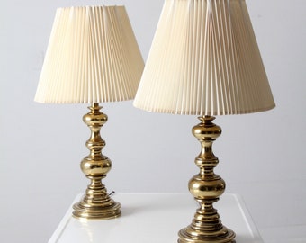 pair vintage Stiffel brass table lamps