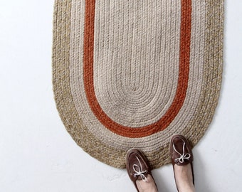 vintage braided wool rug 9 ft
