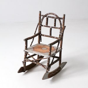 antique Adirondack painted twig children&#39;s rocking chair