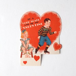 cartão vintage de Dia dos Namorados - cartão stand up de amor por patinação