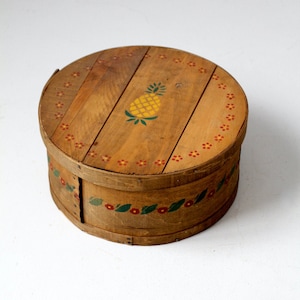 vintage stencil painted cheese box