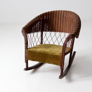 antique children's wicker rocking chair image 1