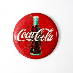 vintage 1950s Coca-Cola red button sign