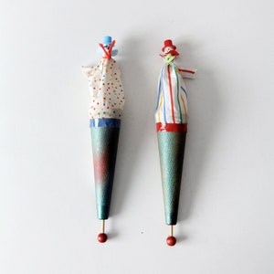 vintage pop up clown cone puppets pair