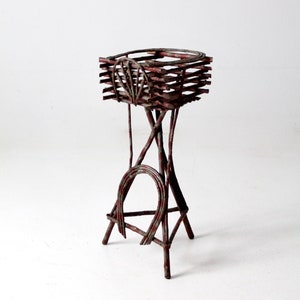 antique Adirondack twig table plant stand
