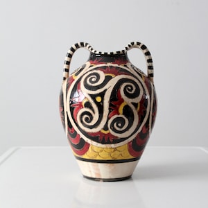 vintage Italian ceramic vase, hand-made pottery, amphora vase