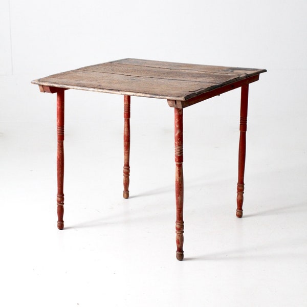 antique folding table, rustic wooden collapsible table