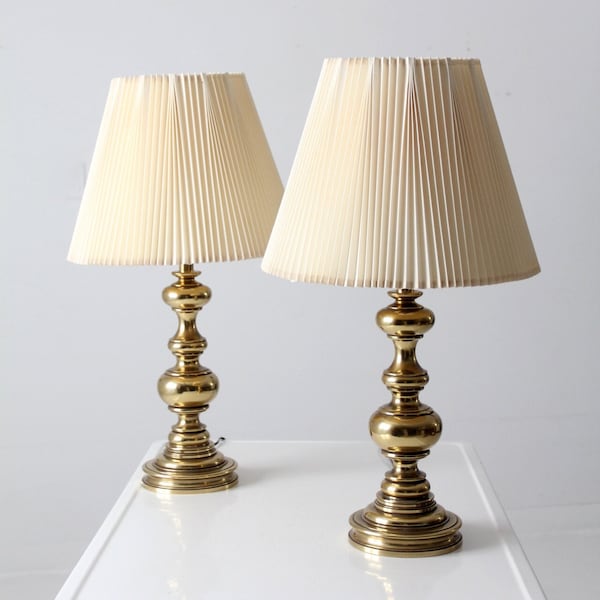pair vintage Stiffel brass table lamps