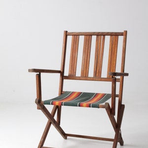mid-century folding wood patio chair immagine 1
