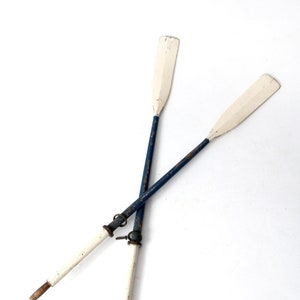 vintage painted wooden oars pair