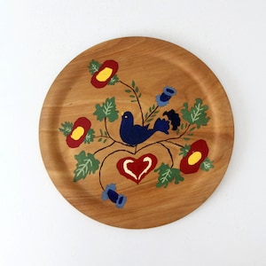 vintage hand-painted wood plate