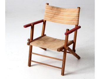 vintage kid's stripe canvas folding chair