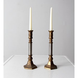 vintage brass candlestick holders pair