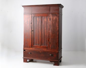 antique armoire, beadboard wardrobe cabinet