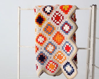 vintage crotchet granny square afghan quilt