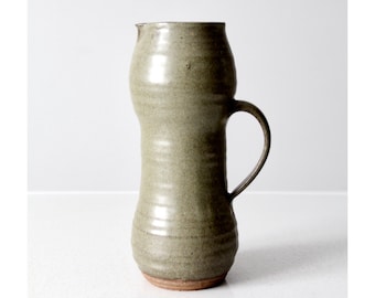 vintage studio pottery tall pitcher vase