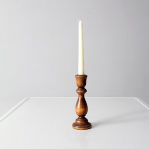 vintage turned wood candlestick holder