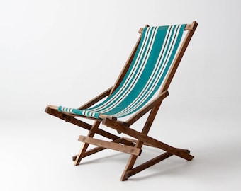 vintage striped deck chair, rocking deck chair, folding beach chair