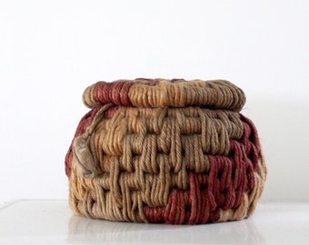 vintage rope basket, coiled basket, Nova Albion Weavers