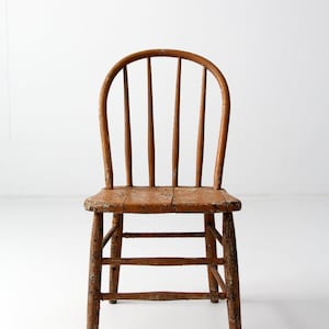 primitive farmhouse chair, antique spindle back windsor chair