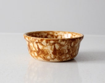 Bennington Rockingham pottery bowl,  antique brown spongeware cereal bowl