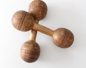 antique dumbbell pair by Narragansett Machine Co., wood hand weights
