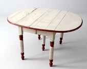 antique drop leaf table, painted five leg table