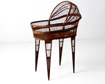 Items Similar To Victorian Wicker Baby Crib Basket With Casters