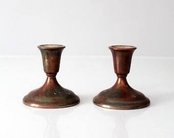vintage International Silver copper finish candlesticks pair