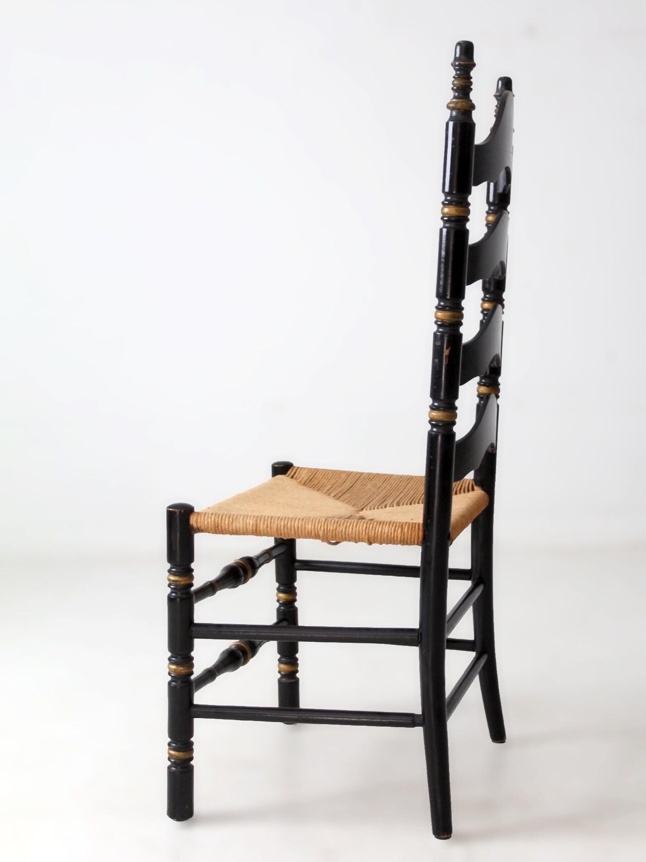 Vintage Hitchcock Style Ladder Back Chair With Rush Seat - Etsy