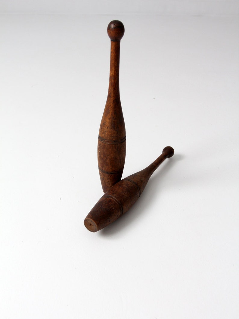 antique juggling clubs / Indian juggling pins / wood meels image 5