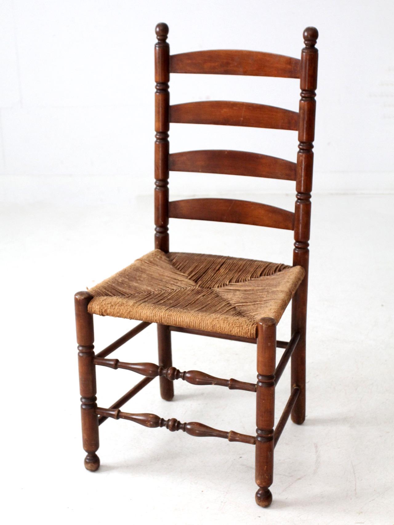 Antique Rush Seat Ladder Back Chair - Etsy