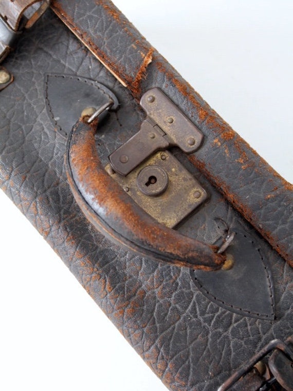 antique leather suitcase - image 3