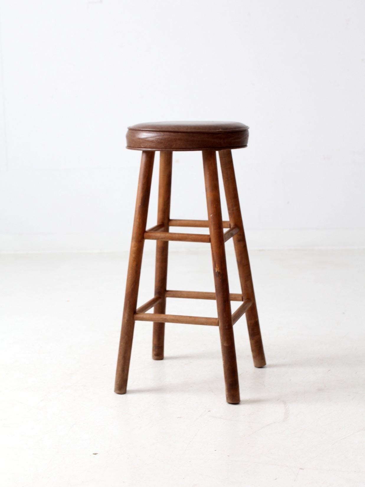 Vintage Wooden Bar Stool - Etsy