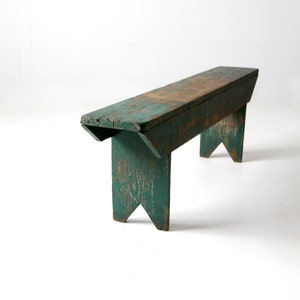 Antique Wooden Bench, Green Farmhouse Bench - Etsy