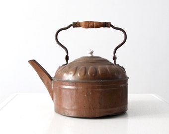 antique copper kettle - decorative kitchen teakettle