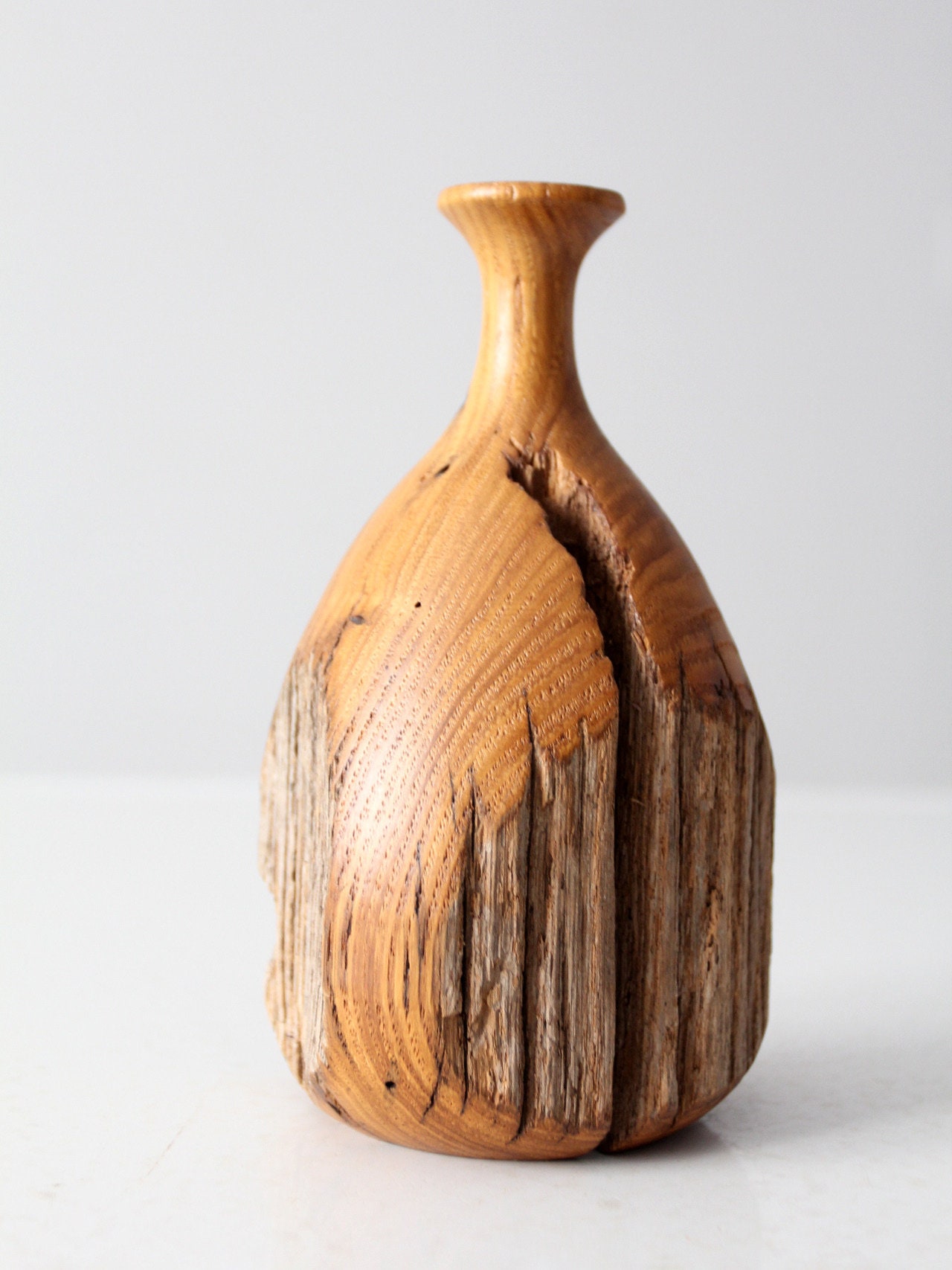 Mid-century Live Edge Wood Vase - Etsy
