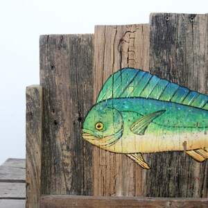 vintage rustic folk art painted fish sign image 9