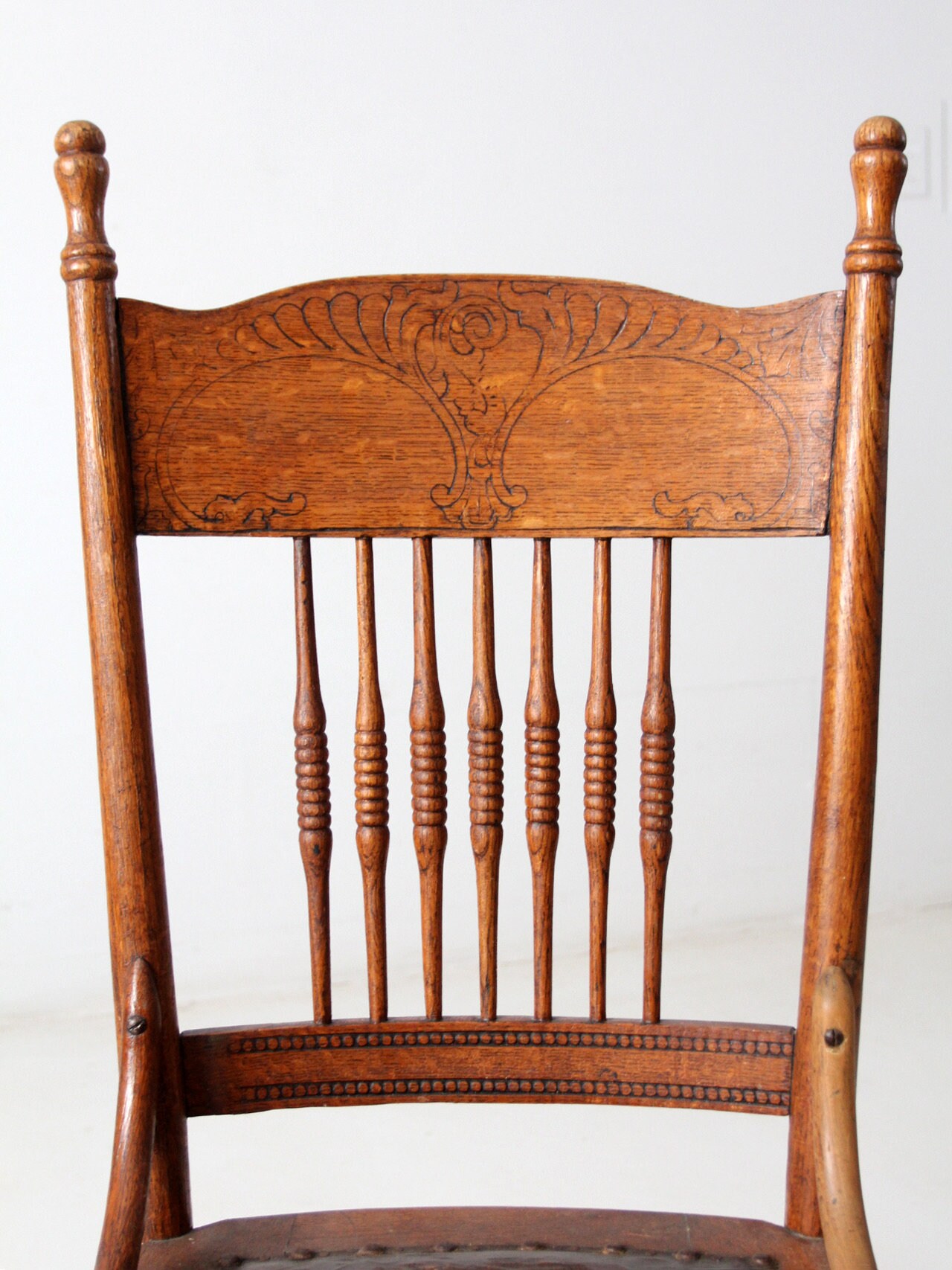 Antique Press Back Chair With Leather Seat Etsy UK