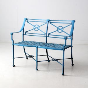 mid-century iron garden bench