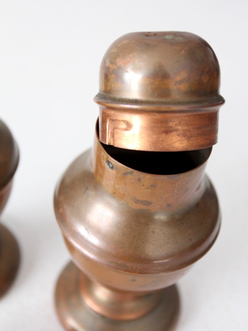 vintage copper salt and pepper shakers image 9