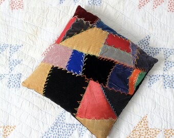 アンティーククレイジーキルトクッション - Etsy 日本