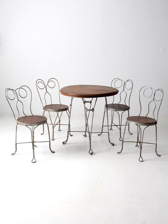 vintage ice cream parlor table and chairs