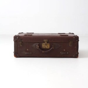 vintage leather suitcase, brown luggage, stacking suitcase storage image 6