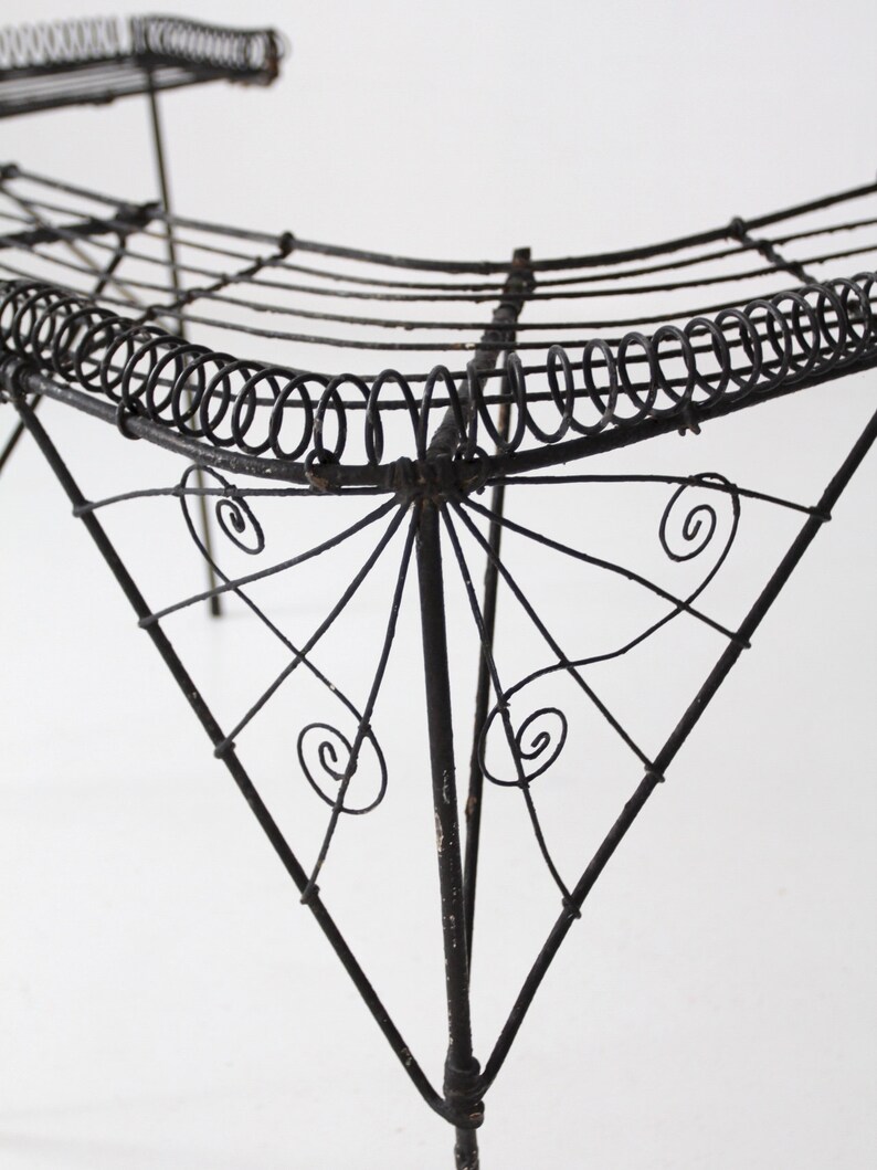 Victorian Wire Plant Stand Black Demilune Riser Etsy